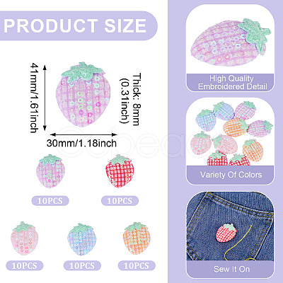 50Pcs 5 Colors Strawberry Cloth Ornament Accessories PATC-TA0001-44-1