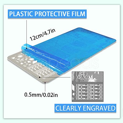 Stainless Steel DIY Nail Art Templates MRMJ-WH0092-093-1