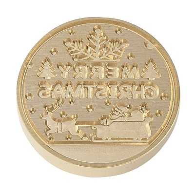 Merry Christmas Series Wax Seal Brass Stamp Head AJEW-M037-01G-01-1