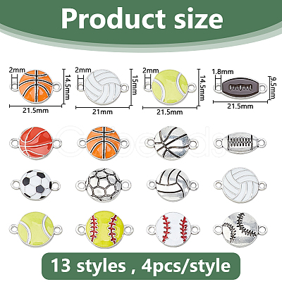 52Pcs 13 Styles Alloy Enamel Connector Charms ENAM-DC0002-03-1