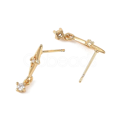 SHEGRACE Brass Micro Pave Cubic Zirconia Stud Dangle Earrings XGRQ4N692-723G-1