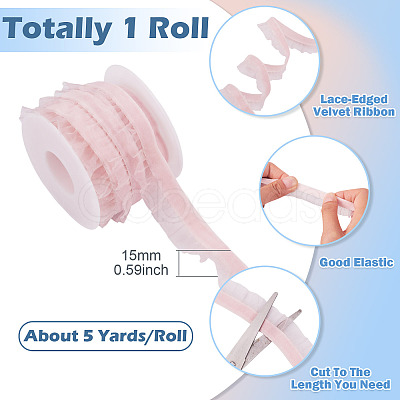 5 Yards Elastic Velvet Organza Ribbon SRIB-TA0001-28E-1