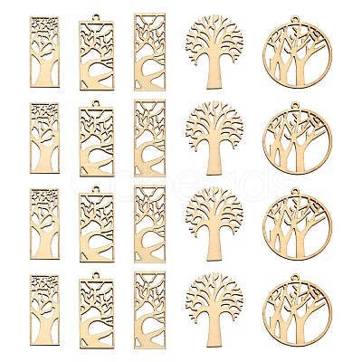 100Pcs Wood Pendants WOOD-CJ0001-62-1
