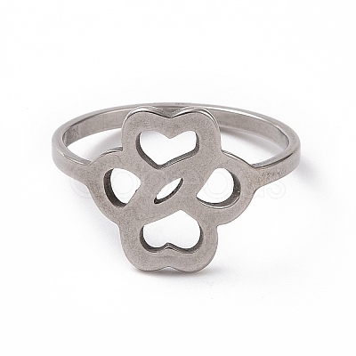 Non-Tarnish 201 Stainless Steel Hollow Flower Finger Ring for Women RJEW-J051-13P-1