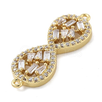 Rack Plating Brass Clear Cubic Zirconia Infinity Connector Charms KK-A234-036G-02-1