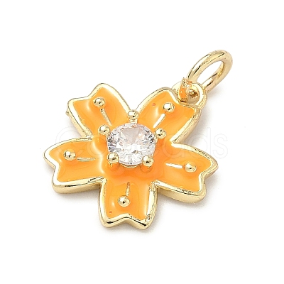 Brass Pave Clear Cubic Zirconia Pendants KK-H255-06G-03-1