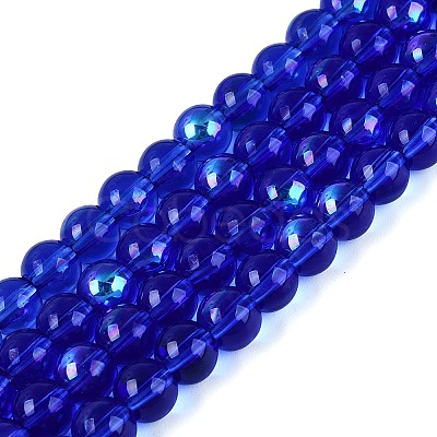 Transparent Electroplate Glass Beads Strands EGLA-Q132-6MM-01A-08-1