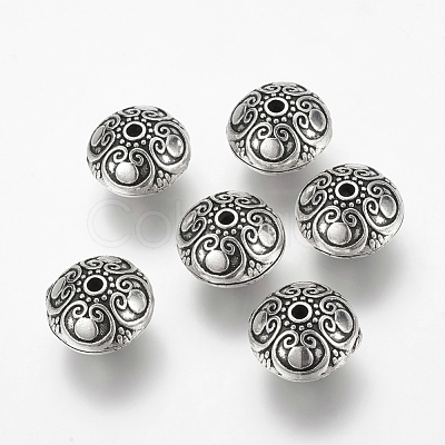 Antique Silver Tone Flat Round Tibetan Style Alloy Beads X-LF1617Y-NF-1