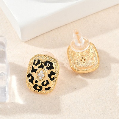Brass Micro Pave Clear Cubic Zirconia Stud Earrings EJEW-P301-06G-1