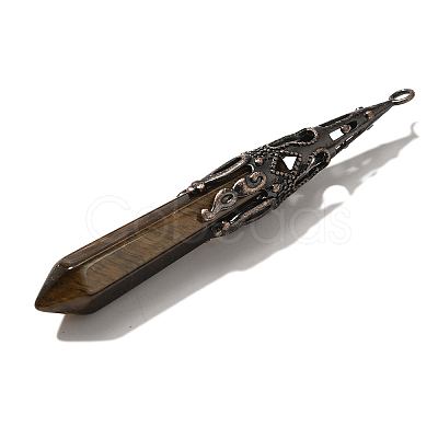 Natural Tiger Eye Pointed Big Pendants G-P560-02R-22-1