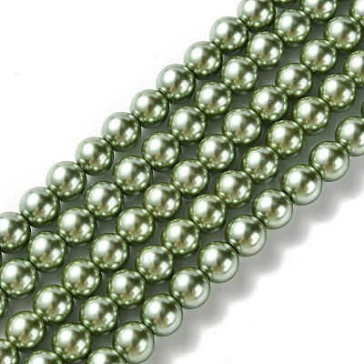 Eco-Friendly Glass Pearl Beads Strands HY-A008-8mm-RB115-1