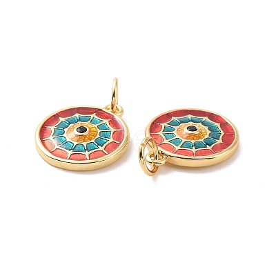 Flat Round Brass Micro Pave Cubic Zirconia Charms KK-G435-33G-02-1