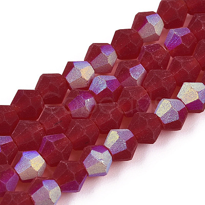 Imitate Austrian Crystal Bicone Frosted Glass Beads Strands EGLA-A039-T4mm-MB27-1