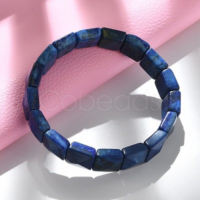 Square Dyed Natural Lapis Lazuli Beads Stretch Bracelets for Women Men BJEW-C097-06M-1