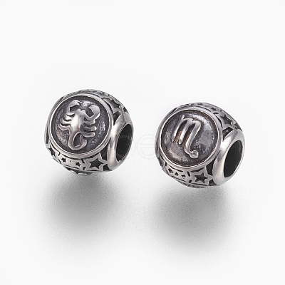 316 Surgical Stainless Steel European Beads STAS-F195-128P-09-1