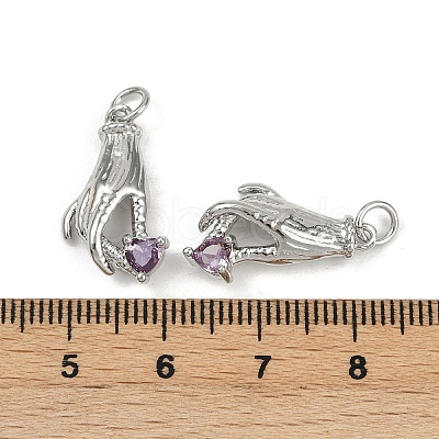 Brass Micro Pave Cubic Zirconia Pendants KK-C093-01B-P-1
