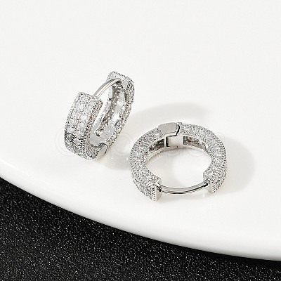 Brass Micro Pave Clear Cubic Zirconia Hoop Earrings EJEW-S277-09P-A-1