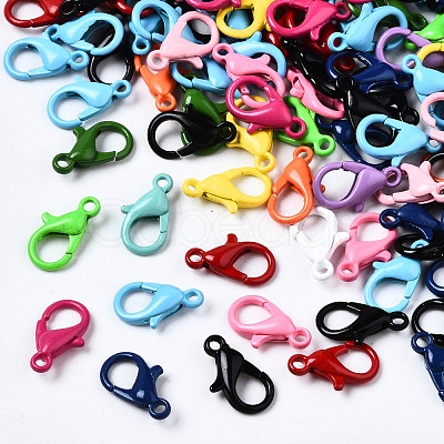 Spray Painted Eco-Friendly Alloy Lobster Claw Clasps X-PALLOY-T080-06E-NR-1