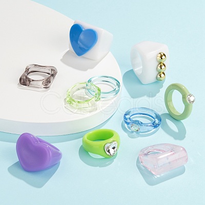 18Pcs Acrylic Finger Rings RJEW-LS0001-01-1