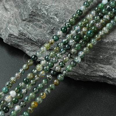 Natural Moss Agate Bead Strands G-K146-07-3mm-1