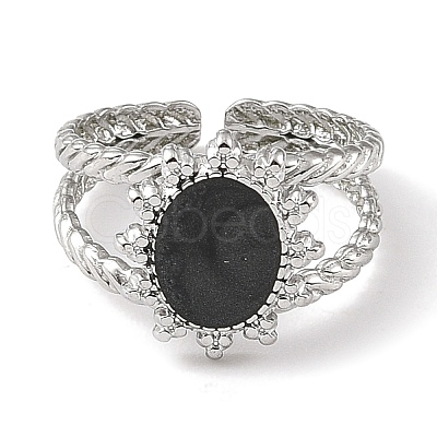 304 Stainless Steel Enamel Open Cuff Rings for Women RJEW-F166-45P-01-1