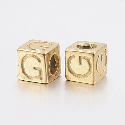 304 Stainless Steel Large Hole Letter European Beads X-STAS-H428-01G-G-1