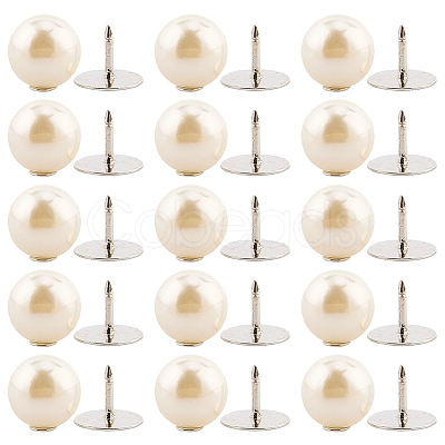 20Pcs ABS Plastic Pearl No Sewing Buttons BUTT-CY0001-22B-1