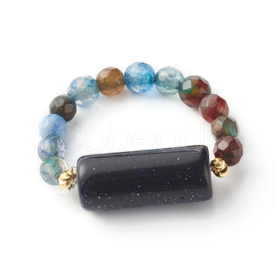 Mixed Stone Beads Finger Ring for Girl Women RJEW-JR00383-1