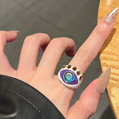 Alloy Rhinestone Enamel and Acrylic Finger Rings FS-WG0032C-04-1