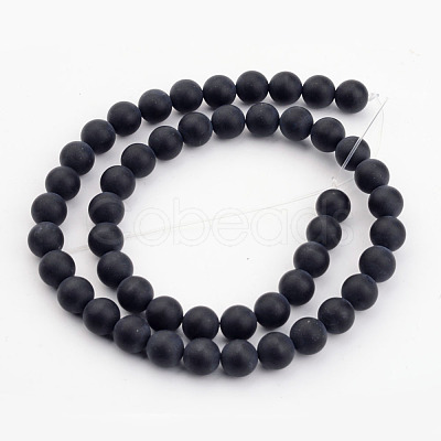 Dyed & Heated Natural Black Agate Bead Strands X-G-H056-4mm-1