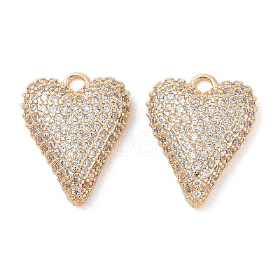 Brass Micro Pave Clear Cubic Zirconia Pendants KK-S388-01G-03-1