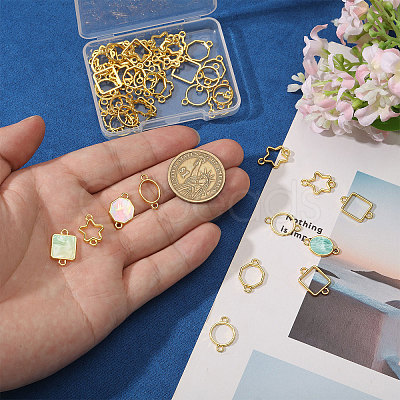 48Pcs 6 Styles Zinc Alloy Open Back Bezel Connector Charms FIND-CA0011-23-1