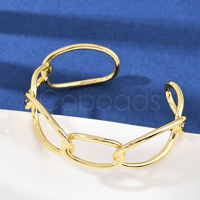 Brass Cuff Bangles for Women BJEW-C112-10G-1
