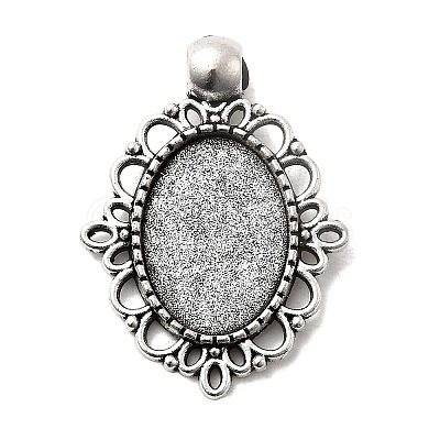Tibetan Style Alloy Pendant Cabochon Settings X-TIBEP-N003-31AS-1