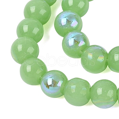 Electroplate Imitation Jade Glass Beads Strands EGLA-Q132-6MM-01B-08-1