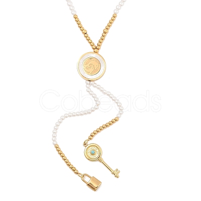 Imitation Pearl & Synthesis Shell Beaded Necklaces NJEW-A032-06G-02-1
