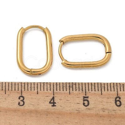 Ion Plating(IP) 304 Stainless Steel Oval Hoop Earrings X-EJEW-M218-02A-G-1