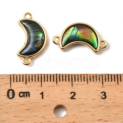 Natural Paua Shell Crescent Moon Connector Charms KK-G538-43G-1