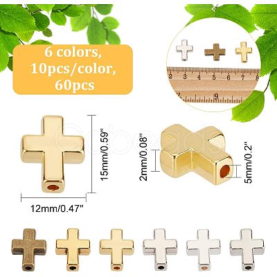 60Pcs 6 Colors Tibetan Style Alloy Beads TIBEB-HY0001-05-1