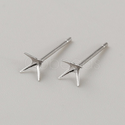 Rhomdium Plated 925 Sterling Silver Stud Earring Findings LS-STER-WH0009-15B-P-1