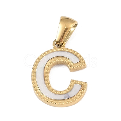 Natural White Shell Alphabet Pendants STAS-M338-02G-C-1