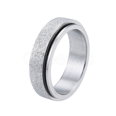 Non-Tarnish 201 Stainless Steel Sand Blast Rotating Finger Ring RJEW-N043-06P-1