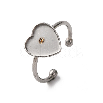 304 Stainless Steel Open Cuff Ring Components STAS-S134-01P-D01-1