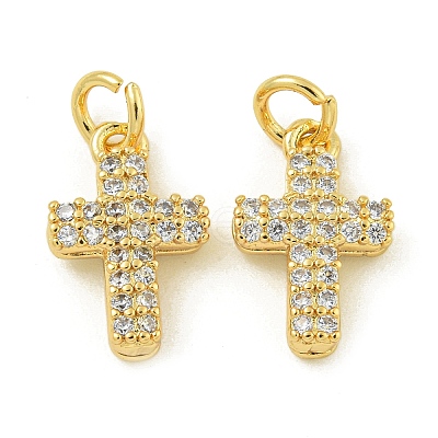 Rack Plating Brass Micro Pave Clear Cubic Zirconia Charms KK-Z067-23G-09-1