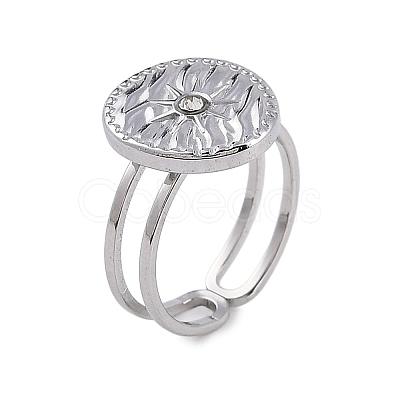 304 Stainless Steel Open Cuff Ring for Women RJEW-F166-07P-01-1