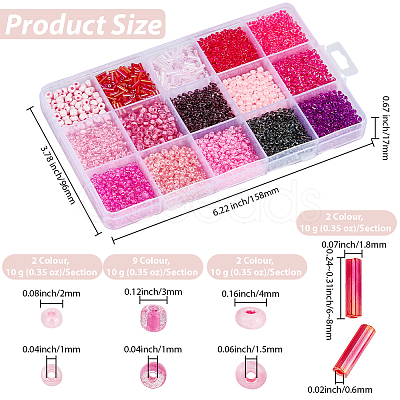 15 Styles Glass Seed & Bugle Beads SEED-PA0001-14B-1