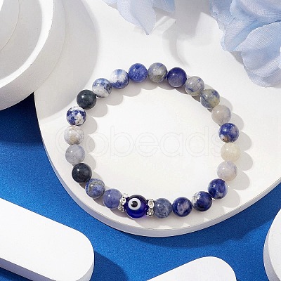Natural Sodalite Beads Stretch Bracelets for Women Men BJEW-JB11453-1