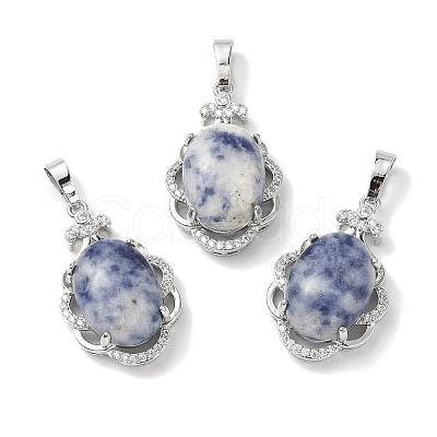Natural Blue Spot Jasper Oval Pendants G-NH0025-15P-05-1