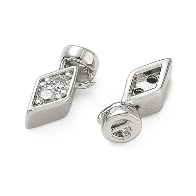 Brass Micro Pave Clear Cubic Zirconia Charms KK-C172-24P-1