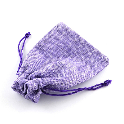 Polyester Imitation Burlap Packing Pouches Drawstring Bags X-ABAG-R005-9x7-03-1